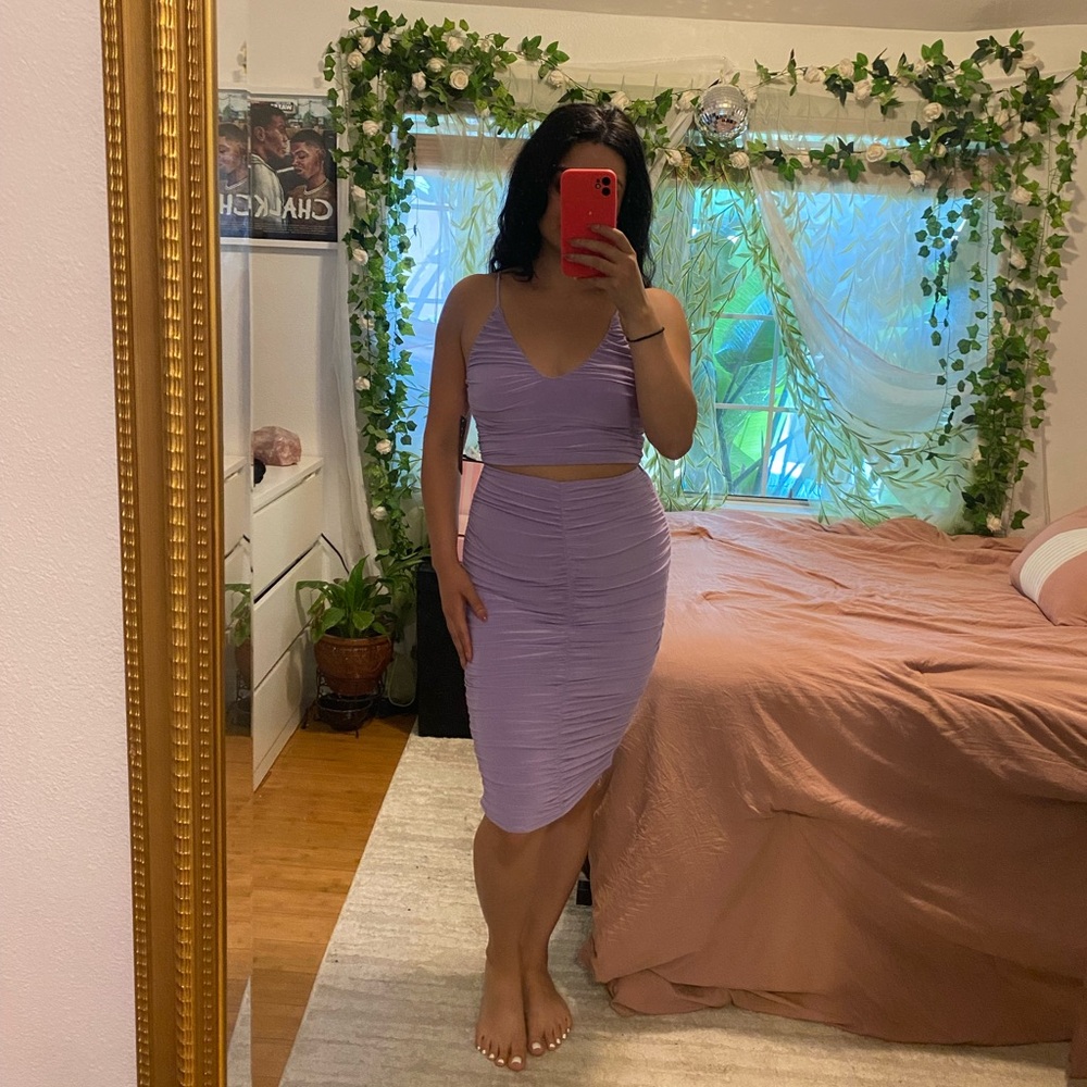 Lilac purple skirt set